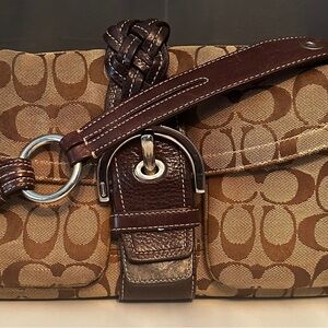 Coach Brown and Tan Shoulder Bag